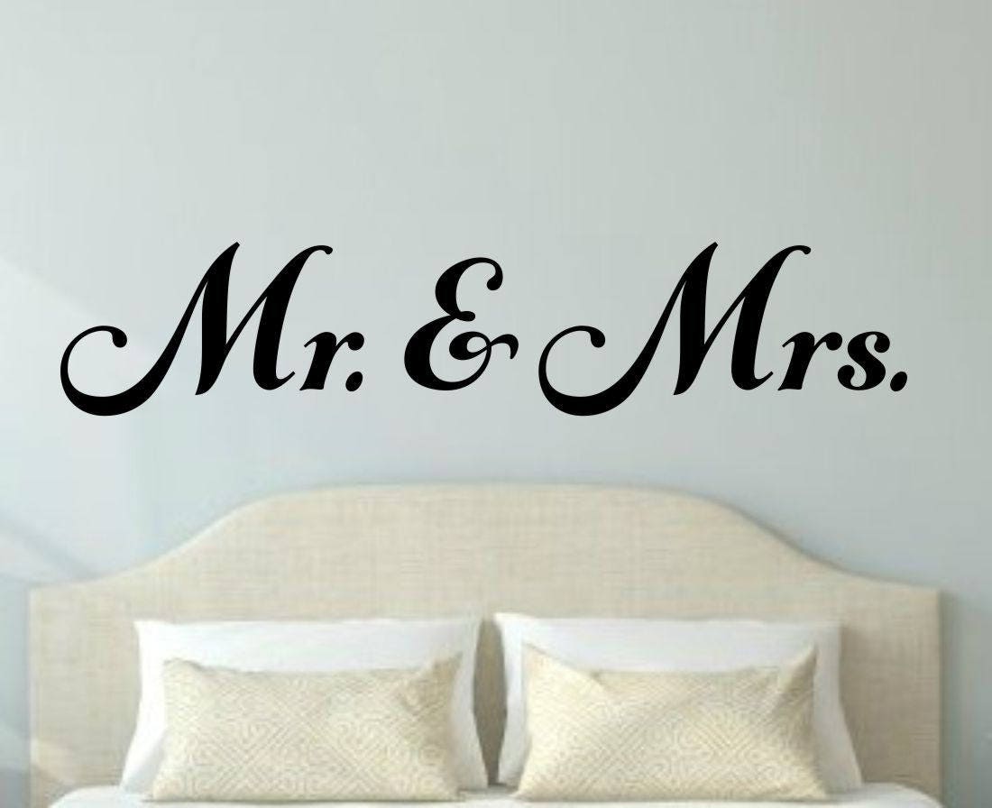 Mr and Mrs Wall Decal Mr and Mrs Vinyl Decal Couple Wall Decal