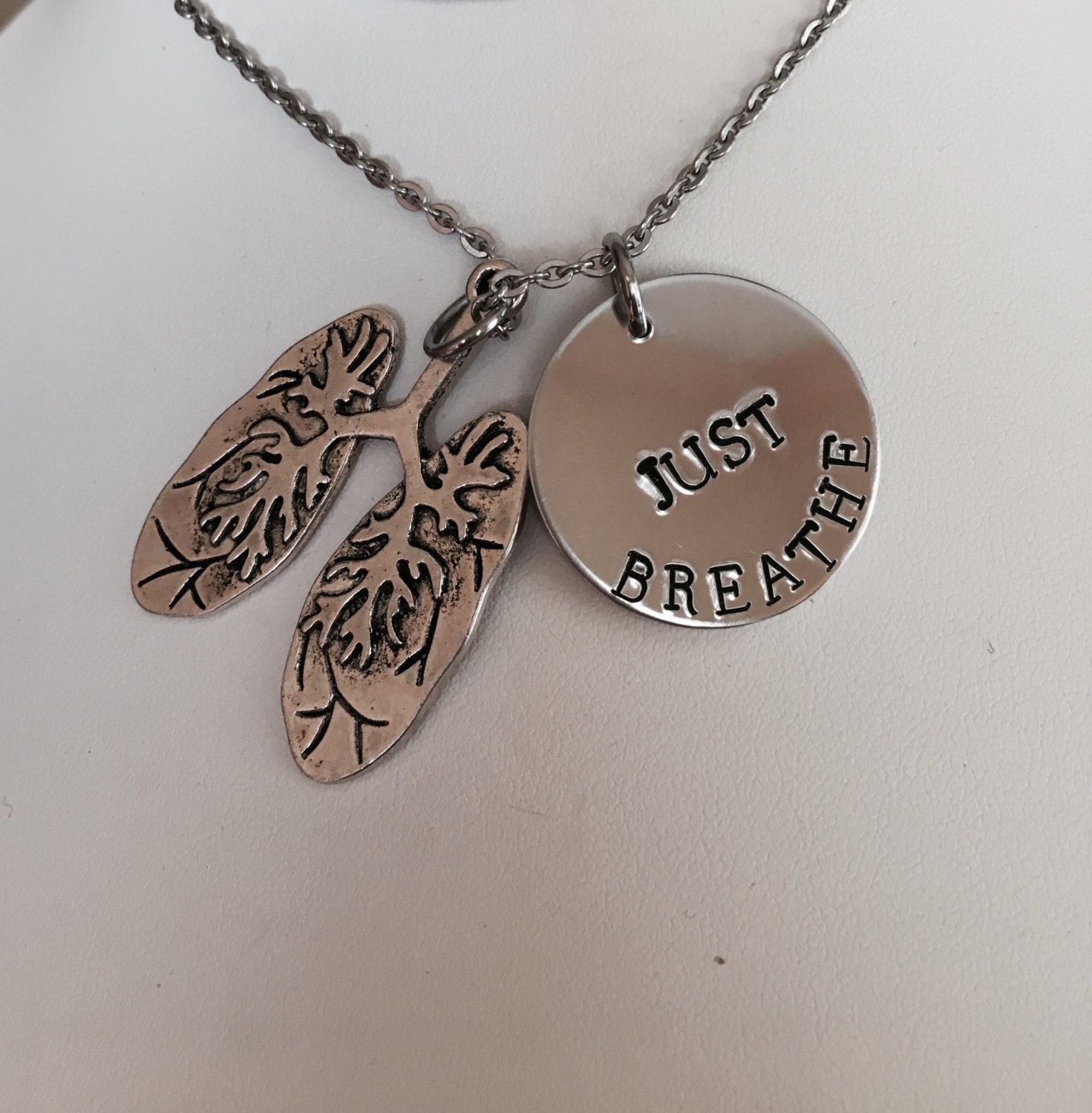 Respiratory therapist necklace lungs handstamped just