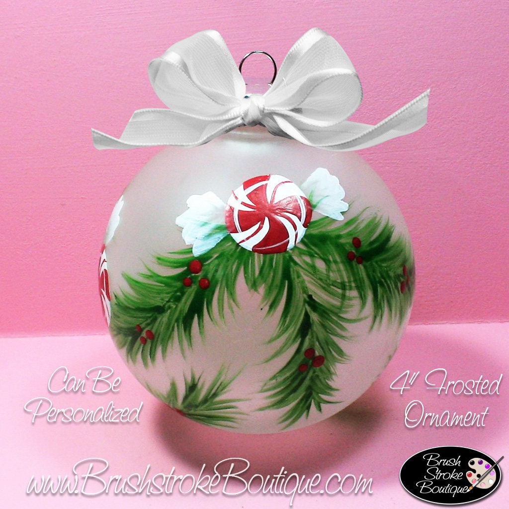 Peppermints Ornament Hand Painted Glass Ball Ornament