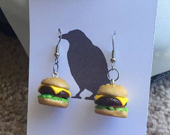 Cheeseburger Earrings Hamburger Earrings Polymer Clay Earrings Food Earrings