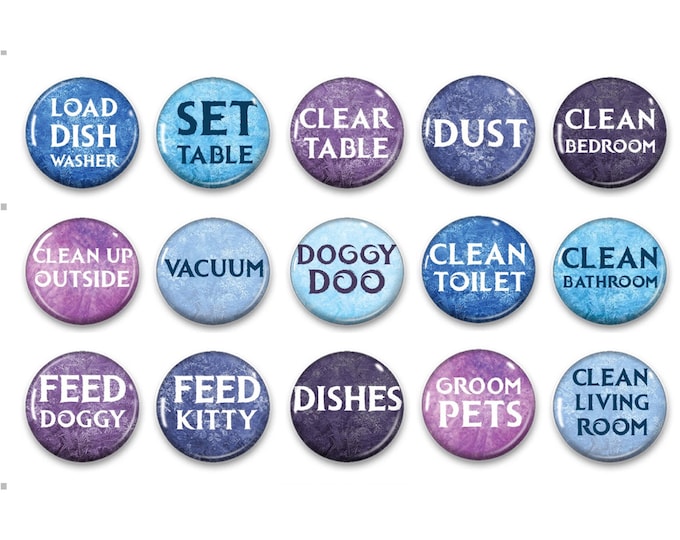 Purple Chore Magnets - Girls Chores - Family Organization - Fridge Magnets - Command Center - Chore Chart - Kid's Jobs - Room Decor - Purple
