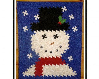 Winter Twist Quilt Pattern, Snowman Quilt, 26 1/2" x 35 1/2" Wallhanging, Twister Pattern, Winter Quilt