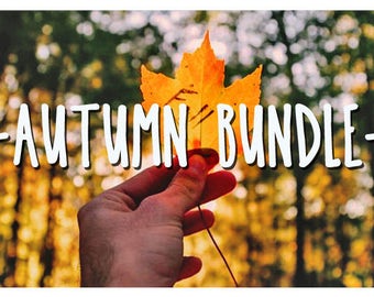 50 Autumn Photoshop Overlays Bundle: Fall Layers Set with Falling Leaves, Rain, Sky, Sun Flare and Fog realistic effect