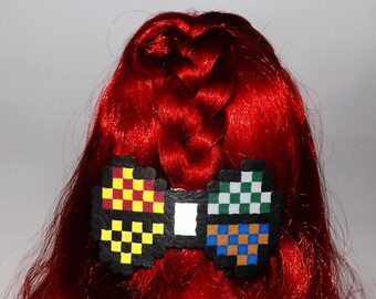 Harry Potter | House Colors | Hair Bows | Bow Ties | Slytherin | Gryffindor | Ravenclaw | Hufflepuff | Perler Art | Perler Beads
