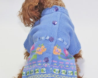 Dog SWEATER 9" TEACUP Upcycled Teacup Floral Knit