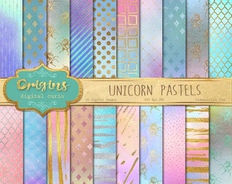 Unicorn Pastel Watercolors Digital Paper, watercolour textures, unicorn digital paper, pastel backgrounds, pink printable scrapbook paper