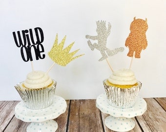 Where the Wild Things Are Glitter Cupcake Toppers/ Wild Things Cupcake Toppers/ Where the Wild Things are cupcake toppers/ set of 12