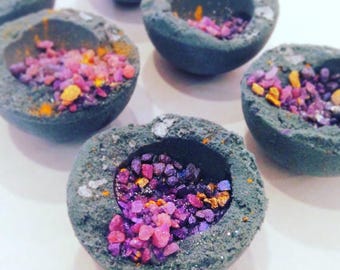 GEODE BATH BOMBS - Individual Bath Fizzies that look just like Geodes and smell like Grape Soda! Vegan, Sparkly, Floating, Pretty
