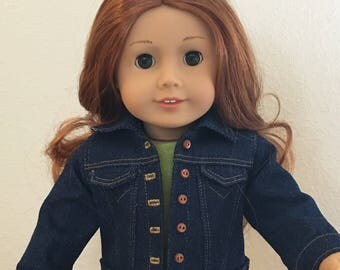 Denim Jacket, Traditional Gold or White Stitching - for 18" American Girl Doll
