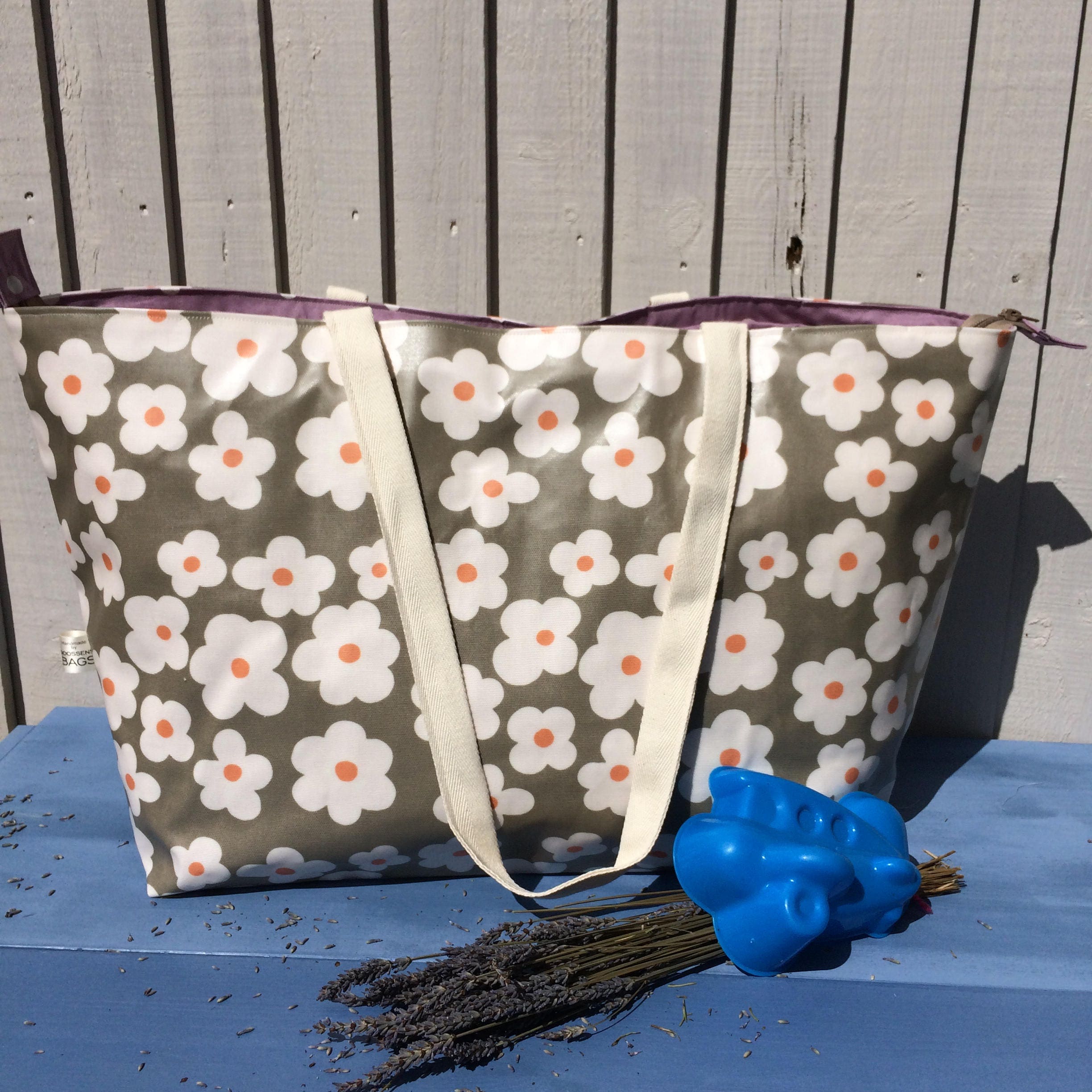 large oilcloth tote bag