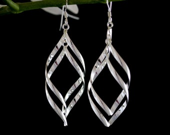 Sterling Silver Dangle Earrings, Long Drop Earrings, Long Silver Earrings, 925 Silver Earrings
