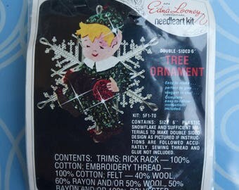 Pixie Elf - Vintage Edna Looney Christmas Jeweled Ornament Craft Kit Double Sided