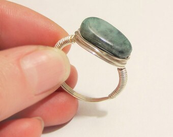 Large Natural Emerald Ring, Raw Emerald Ring, Wire Wrapped Ring, Raw Stone Ring, Large Stone, Rough Emerald, Natural Emerald, Attract Love