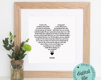 Personalised FIRST DANCE - Word Art - 1st Anniversary Gift - Printable - Paper Anniversary - First Dance Lyrics - 1st Wedding Anniversary