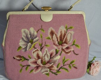 Big and Beautiful Needlepoint Kelly-Style Bag
