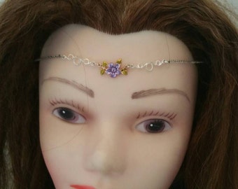 Flower pixie head chain tiara headpiece
