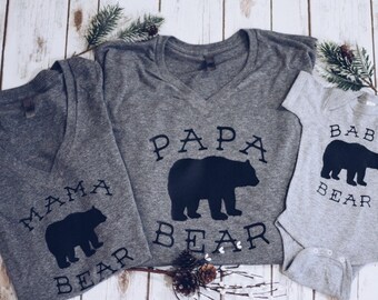 mama bear.papa bear.baby bear family t shirt set. family shirts. pregnancy announcement shirts. pregnancy shirts.