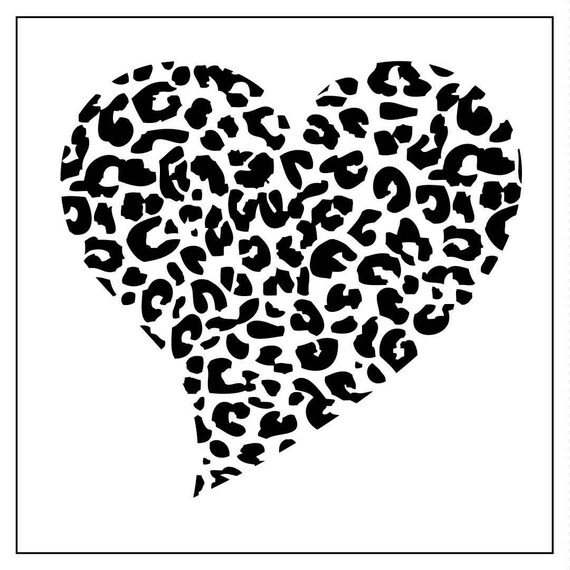 Download HEART03 Reusable Laser-Cut Stencil Animal Print Hearts: