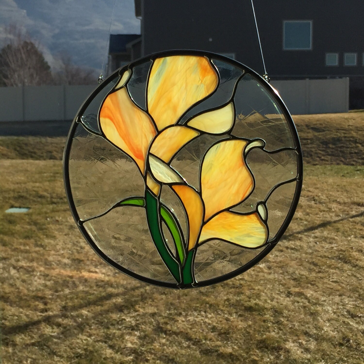 Stained Glass Orange Flower Suncatcher