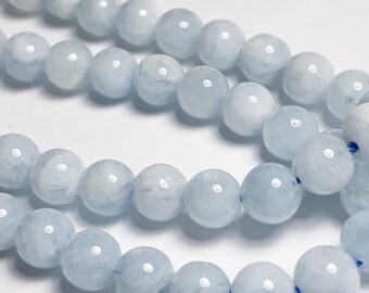 6pcs Aquamarine Beads (Grade A+) - Natural Aquamarine - Semi Precious Gemstone Gemstone Beads - Aquamarine Gemstone - 6mm Beads - Q01049