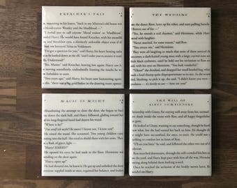 Harry Potter Coasters / Harry Potter Upcycled Book Pages / Deathly Hallows / Hostess Gifts