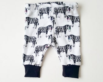 Zebra baby leggings, baby leggings, baby girl clothes, unisex baby clothes, zebra printed baby pants, baby gift, new mom gift, trendy baby