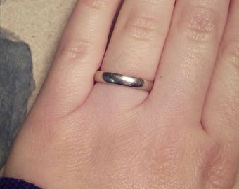 10k white gold wedding band / solid 10kt gold size 4 wedding band stacking pinkie ring / comfort fit