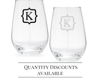 Set of 2 - Personalized Wine Glasses - Stemless Wine Glass - Wedding gift - Gift for couple - monogram - crystal glasses - Schott Zwiesel