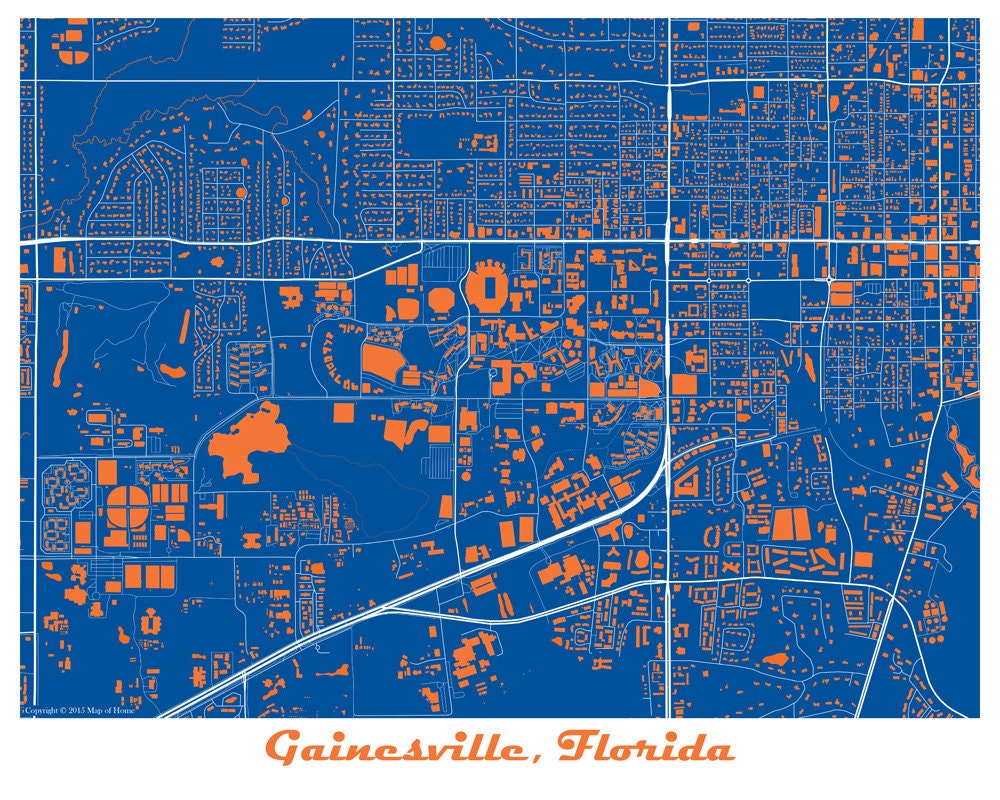University of Florida Map Art Print Gainesville by MapOfHome