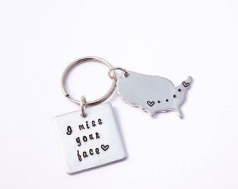 I miss your face - Long distance friendship - LDR keychain - LDR gift - Best friend long distance - Long distance relationship - Missing you