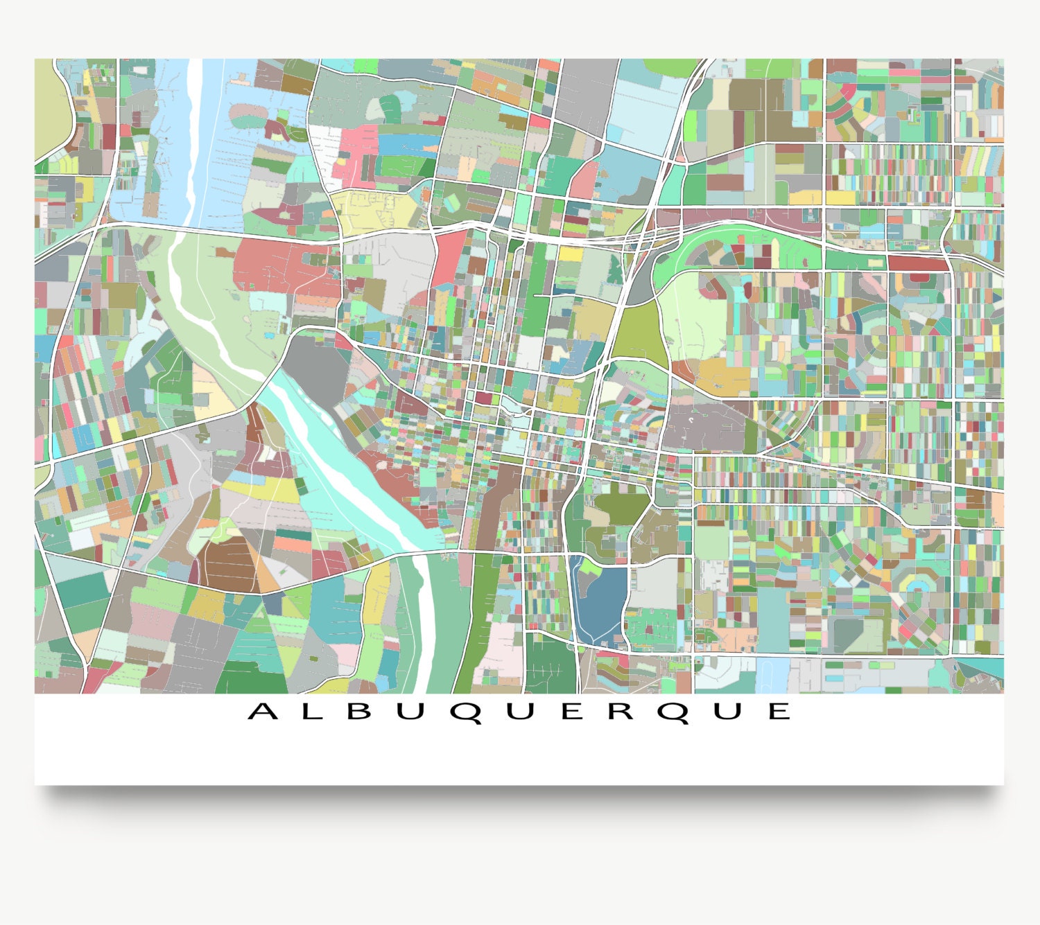 Albuquerque Map Albuquerque New Mexico USA City Art by MapsAsArt