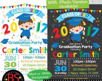 Graduation Invitation, Kindergarten Graduation invite, Preschool Graduation Announcement, Pre K , Elementary, High School