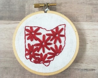 State Christmas Ornament. Christmas Decoration. Ohio State Embroidery Hoop. Ohio Christmas Tree Ornament. Stocking Stuffer.