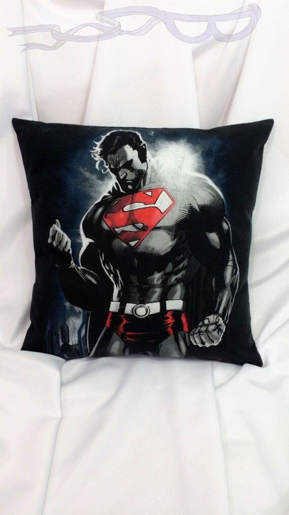 Superman t shirt made into a decorative pillow cover. Serious