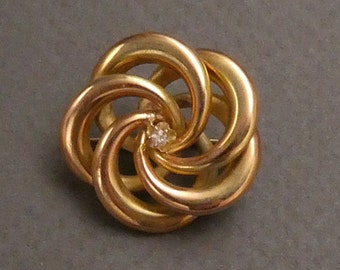 14K Diamond Knot brooch c1890.