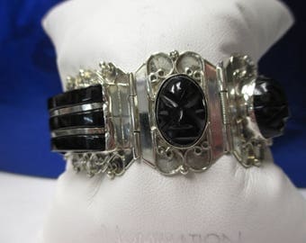 Sterling Silver and Black Onyx Vintage Bracelet