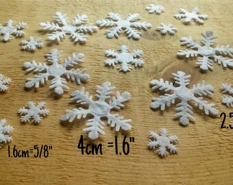 Felt snowflakes White snowflake patches Tiny Small or big snowflakes Cuts White snowflake appliques Christmas decoration art
