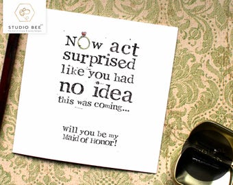 Bridesmaid card, Maid of Honor Card, Bridesmaid Funny, Will you Card, Matron of Honour, Chief Bridesmaid, Maid of Honour, Matron, CB13
