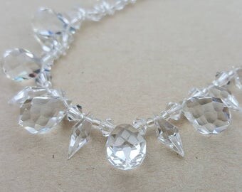 Vintage Art Deco 1930s White Rock Crystal Icicle Necklace