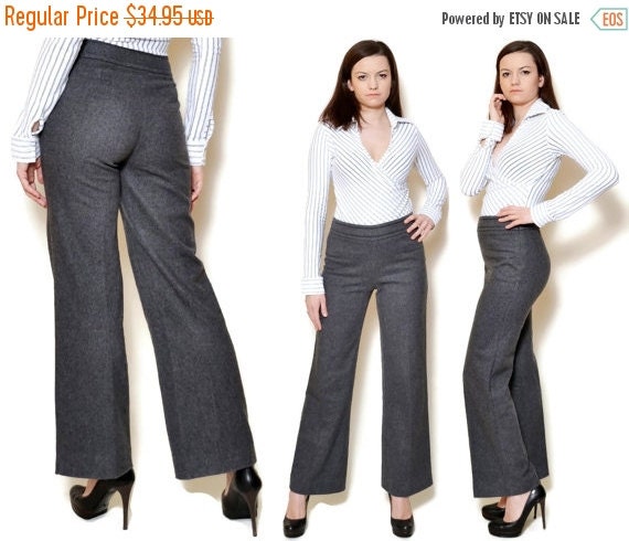 SALE Wool Pants vintage bell bottoms high by SixVintageChicks