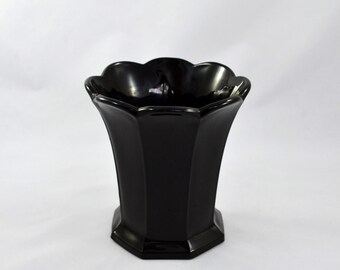 Vintage Glass Black Flower Vase, Amethyst Flower Vase
