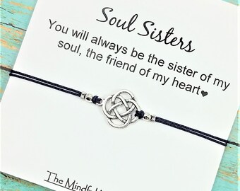 Soul Sister Bracelet | BFF Celtic Charm Bracelet | Long Distance Friends | Best Friend Gift | Soul Sister Card | BFF Gift Bracelet