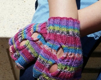 Hand Knitted Half finger gloves, bamboo fingerless gloves, women's gloves, knitted in Australia