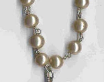 80% Silver Canadian 1963 Silver Dollar Faux Pearl Coin Bracelet
