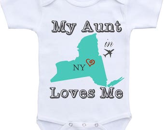 Aunt Onesies Personalized state Aunt baby onesies Aunt baby clothes Aunt shirt My Aunt loves me Onesie My aunt onesie My auntie loves me