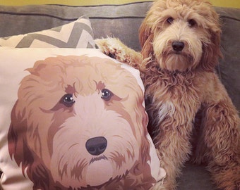 Custom Pet Portrait | Dog Lover Gift | Fiance Gift | Custom Pet Pillow | Pet Art Illustration | Dog Portrait | Cat Portrait | Pet Loss Gift