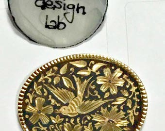 Brooch vintage damascene gold 24kt