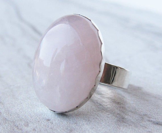 Rose Quartz Gemstone Ring Gypsy Ring Healing Quartz Jewelry