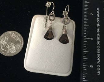 Vintage Sterling Silver Smokey Quartz Earrings - AB