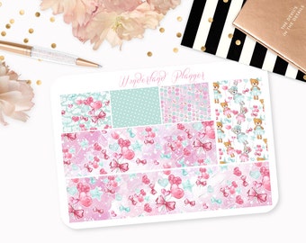 Teddy Bears - Love Heart Themed Planner Stickers // Washi Strips // Perfect for Erin Condren Vertical Life Planner